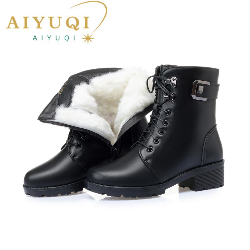 Fashion AIYUQI Winter Boots Women Genuine Leather New Wool Warm Non-slip Ladies Ankle Boots Plus Size 41 42 43 Snow Boots Women
