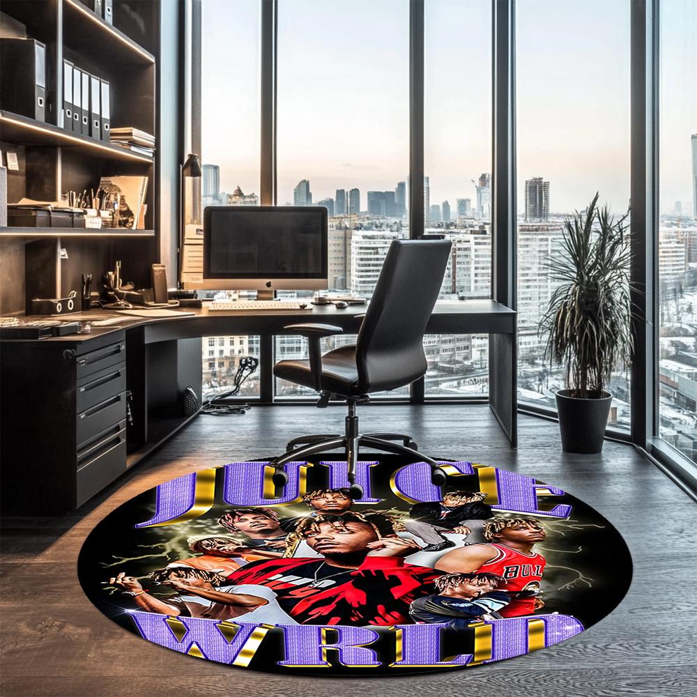 Juice WRLD Printed Round Rug Carpet Chair Rug Area Rug Entryway Doormats,for Office Chair Living Room Bedroom Kitchen Room.