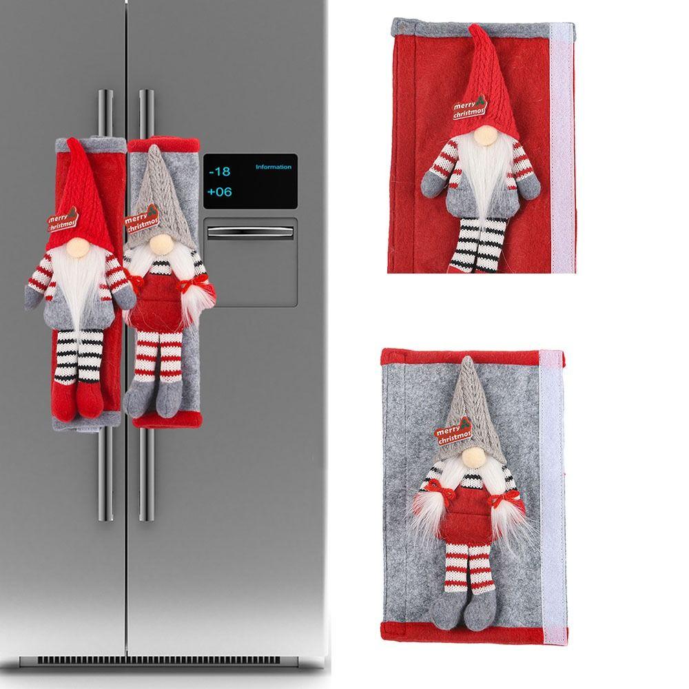 2Pcs Handle Protective Cover Faceless Doll Microwave Door Handle  Xmas Decorations