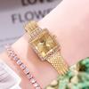 Mesh Belt Retro Square Women'S Watch With Diamonds, Women'S Quartz Watch 30M Waterproof