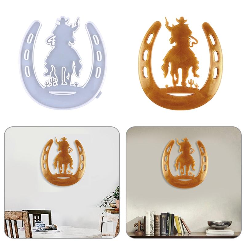 Nástěnné pryskyřičné formy Podkova Silikonové formy Epoxidová pryskyřice Kovbojský jezdec Forma pro DIY řemeslo Vánoční domácí dekorace