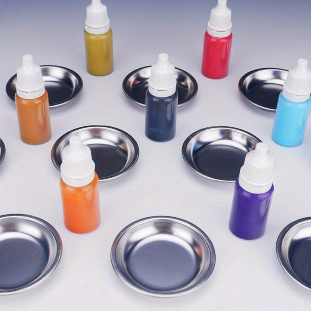 6 Stück Edelstahl Farbpaletten-Tabletts zum Mischen von Farbe, Aquarell-Malwerkzeuge, Farbpaletten