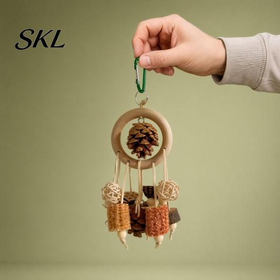 Parrot Oral Health Toy Chew Toy, Pine Cone Corn Cob Bird Rattan Ball Cage Accessories for Conure Foraging Parakeet Cockatiel Budgie Enrichment