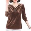 Sametový top s límečkem Dámský Podzim Zima Střední věk Máma Košile s dlouhým rukávem Nadměrná velikost Spodní prádlo Základní vrstva