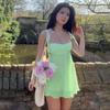 Solid Color Hollow Slim Sling Dress Sexy Halter Ruffled Dress