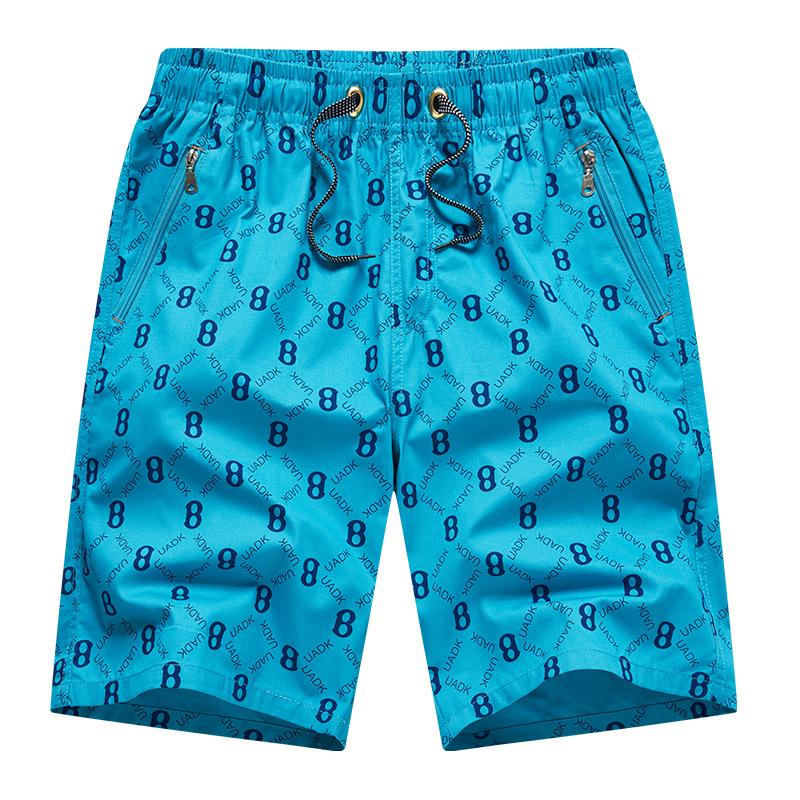 

Мужские летние повседневные шорты средней длины из хлопка с принтом букв - Свободный крой, эластичная талия L небесно-голубой