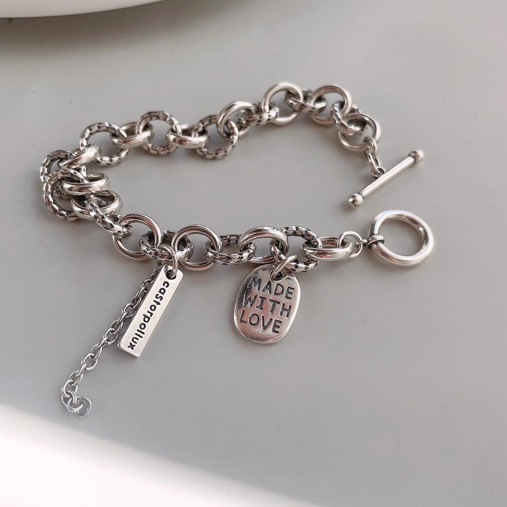 Korean Style Heavy Vintage Letter Plate Bracelet Fashion Trendy Personality Jewelry For Women