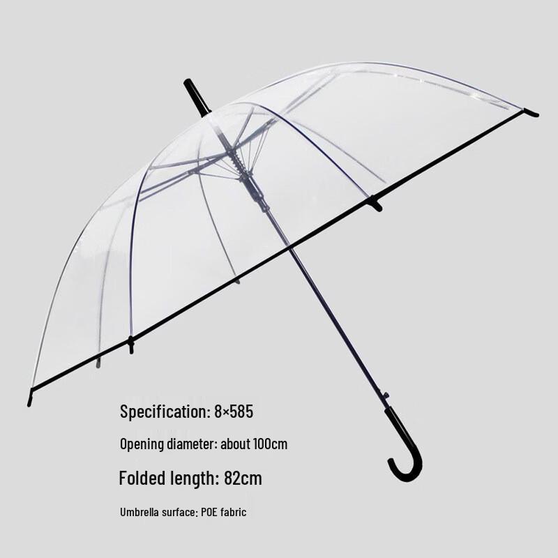 Transparent 16-Rib Manual Straight Umbrellas (Set of 2)