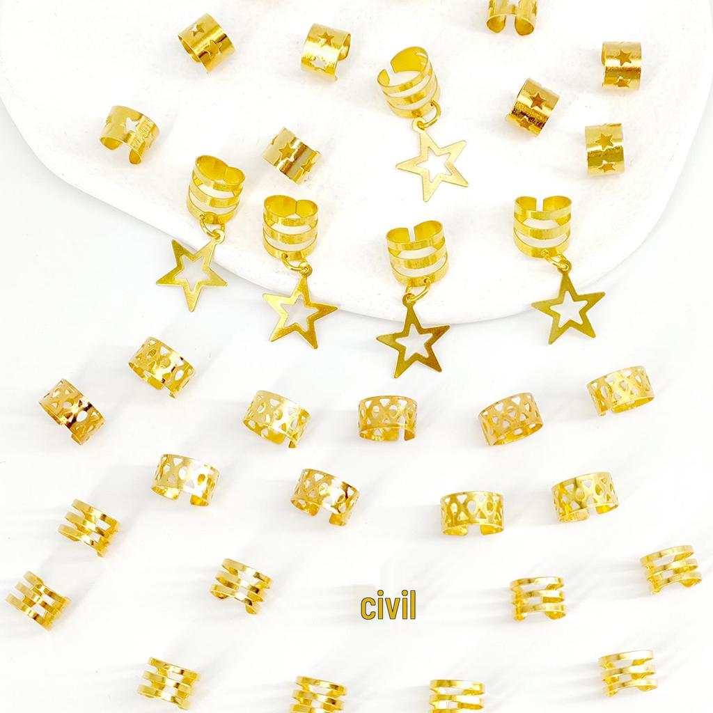 35 Pcs Hollow Dreadlock Hair Rings - European and American Hot Selling Style