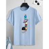 Neues Herren Cartoon Astronaut und Planet Print T-Shirt Bestseller Baumwolle Kurzarm Top Taschenversand