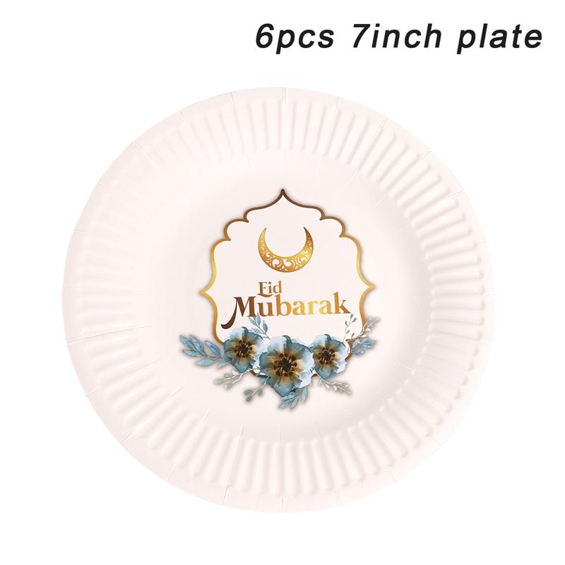 Eid Mubarak Tableware Disposable Paper Plate Cup Ramadan Kareem Decoration For Home 2026 Islamic Muslim Gifts EID Party Supplies