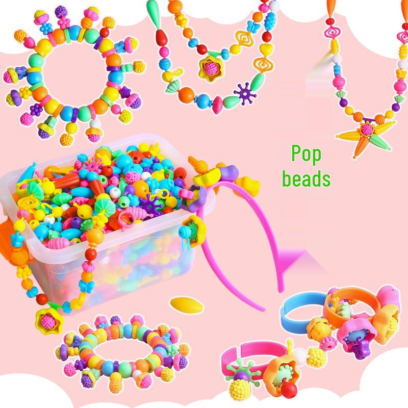 Children's DIY Beading Kit: Cordless Pop Beads for Necklaces & Bracelets