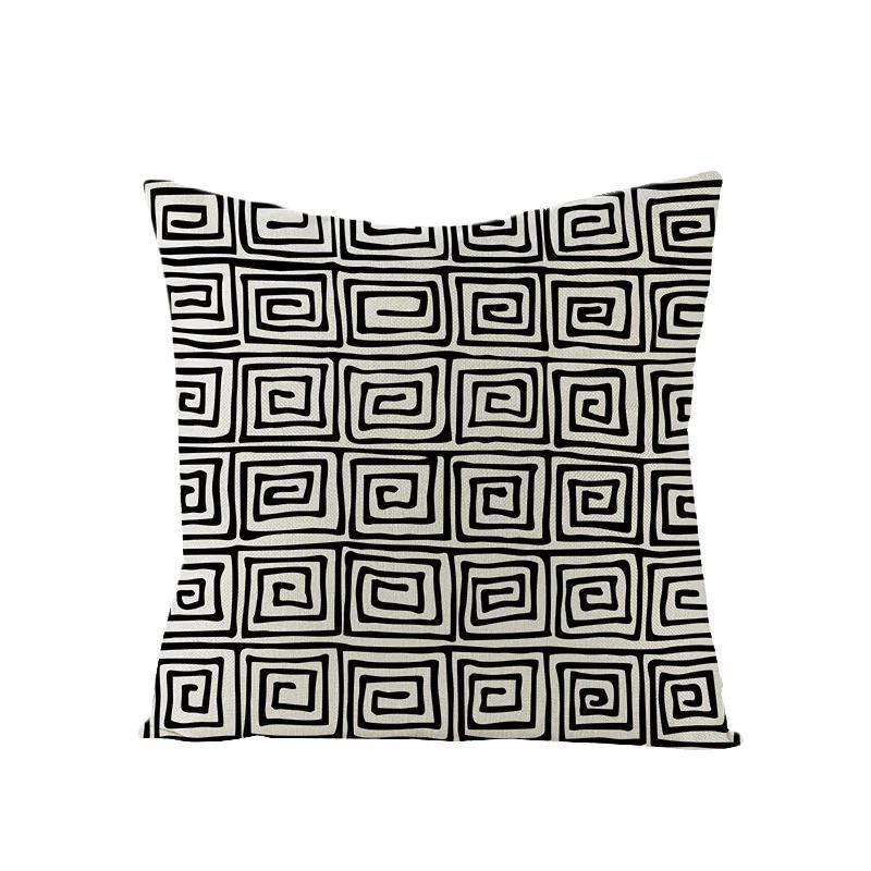 Linen Simple Black White Geometry Cushion Case Modern Nordic Simple Decorative Pillows Case Livingroom Sofa Couch Throw Pillows