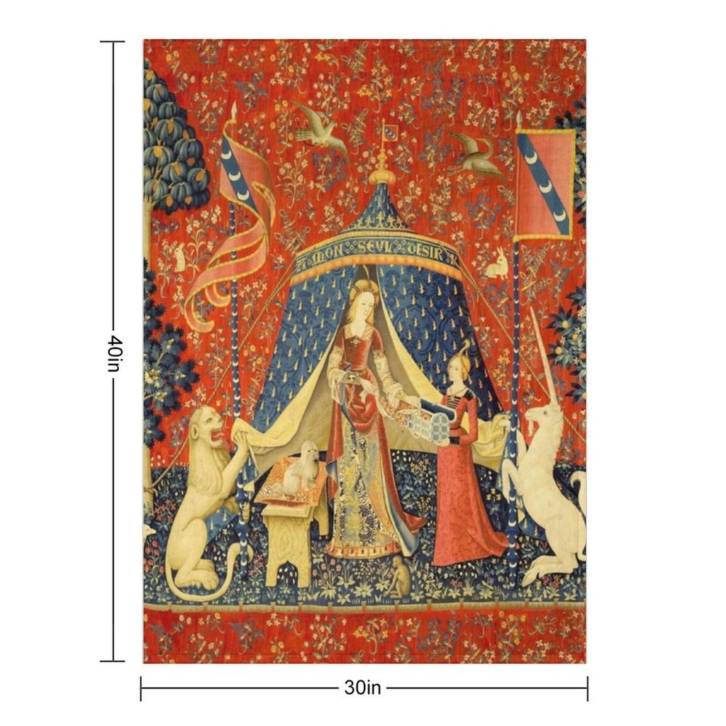 Lady and the Unicorn Medieval Tapestry Throw Blanket Luxury St Bed Plaid Bed Plush Blankets