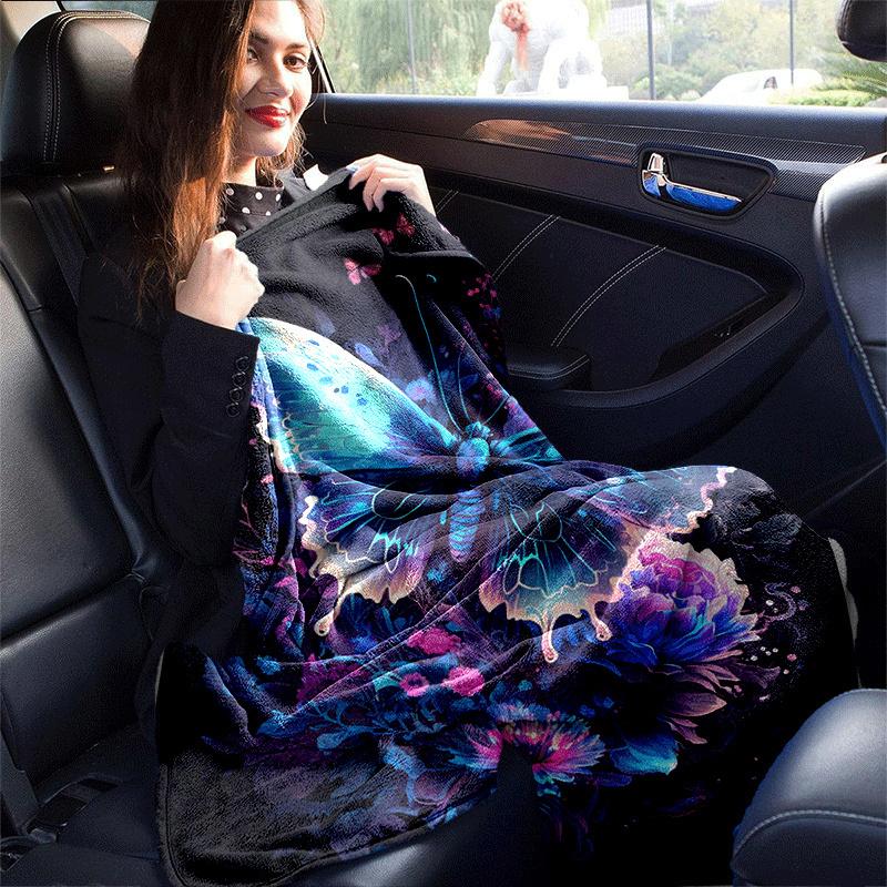 1pc Butterfly Printing Lightweight Flannel Blanket, Comfortable and Warm Blanket, for Camping Sofa Bed and Couch Office, Suitable for Gift Bl