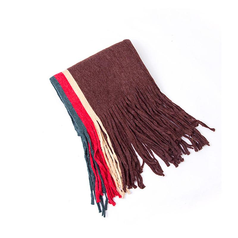 Autumn Winter Warm Shawl Female Block Color Long Tassel Scarf