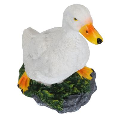 Resin Duck Figurine Garden Decor Realistic Vivid Hand Painted Waterproof Outdoor Duck Sculpture Statue for Garden Yard Homes White
