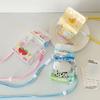 Cartoon Banana Milk PVC Storage Bags for 13cm Plush Doll Transparent Protective Case Cotton Doll Shoulder Pain Bag with Rope