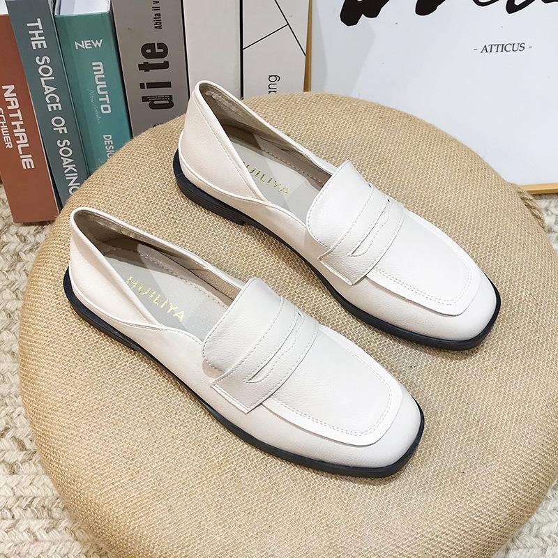 

Британские повседневные туфли из кожи на низком каблуке, женские мокасины для ленивых поездок на работу, мягкие удобные туфли на плоской подошве, простые одинарные туфли 1025-1 40