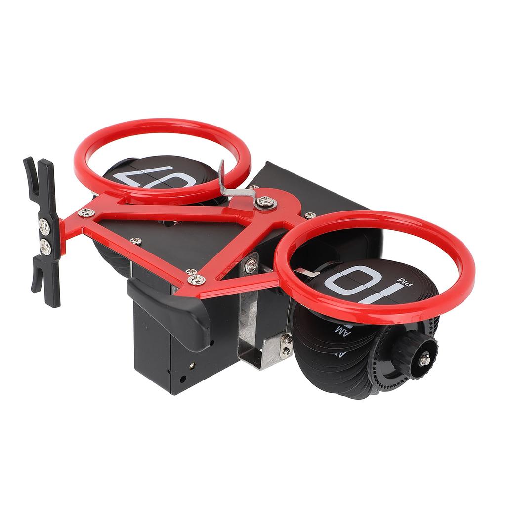 Vintage Flip Desk Clock Bike Shape Retro Mechanical Battery Powered Gear Operated Timer Reminder