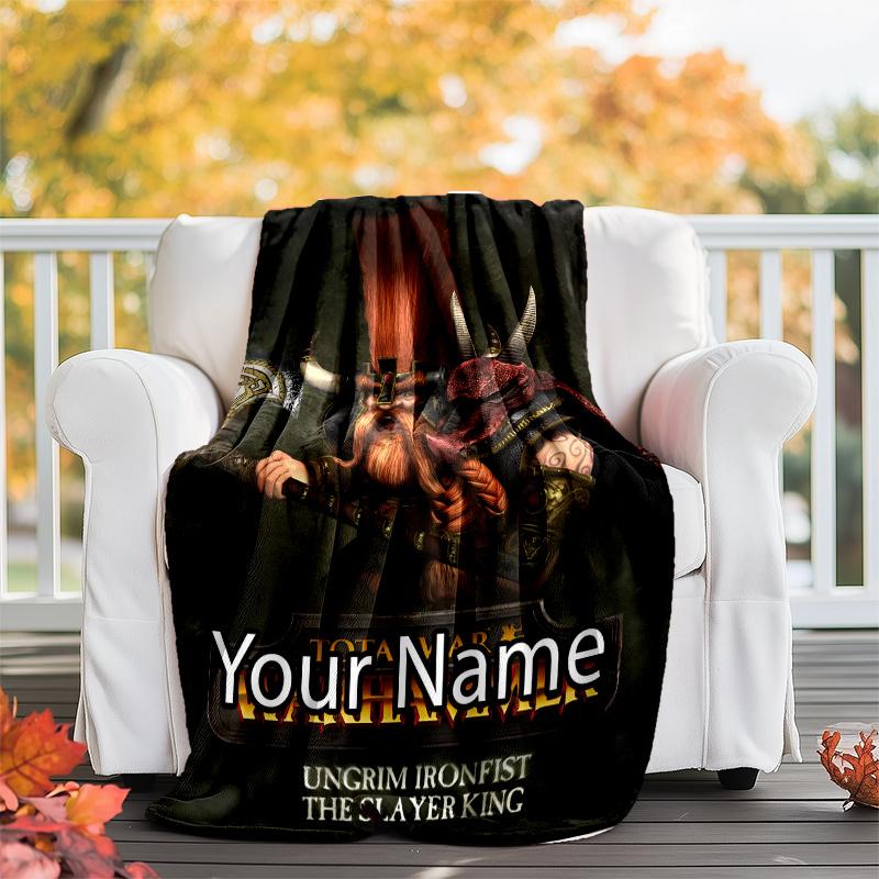 Custom Name Total War Warhammer Theme Printed Blanket - Perfect for Couch, Bed, Travel & Outdoor Use | Machine Washable, Cozy & Durable.