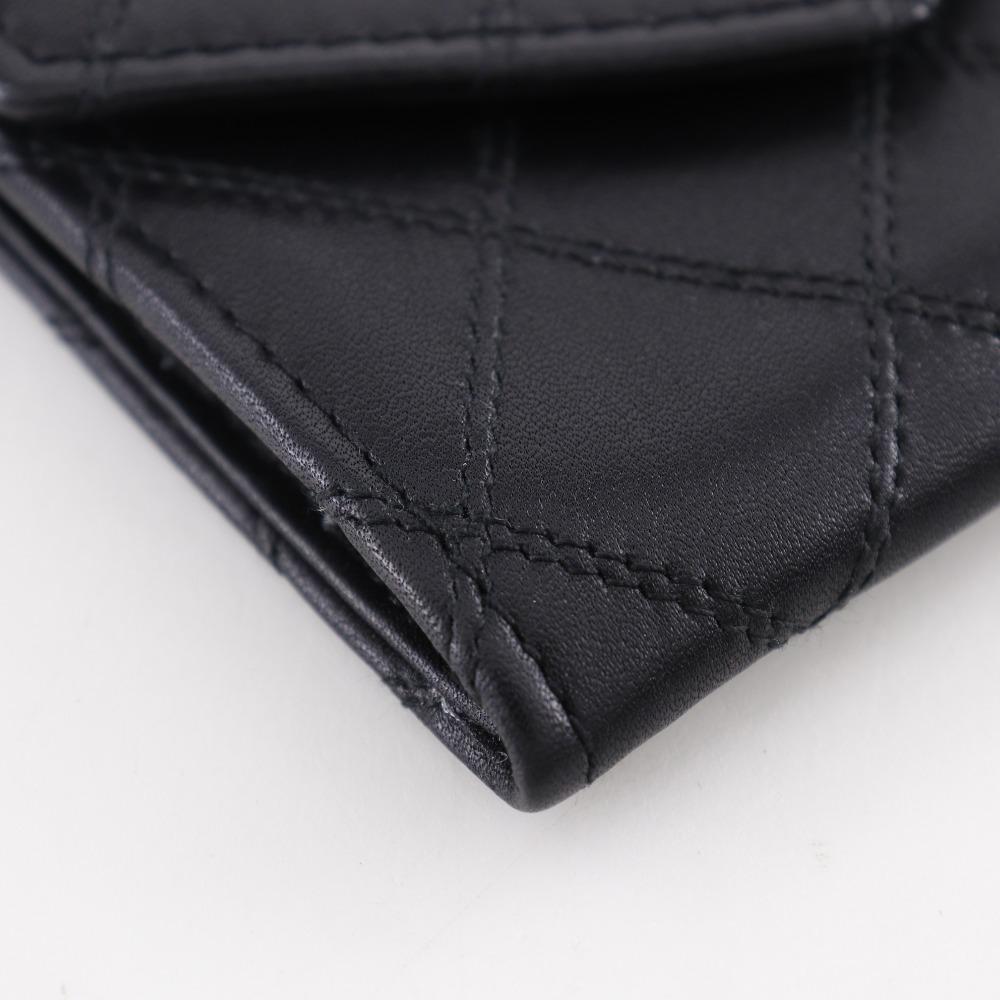 CHANEL Bicolole Coin Purse COCO Mark black Calfskin Women Used