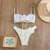 2Pcs/Set Women Sexy Bra High Tube 3D Flower Sling Bikini Set Top Bandeau Waist Briefs