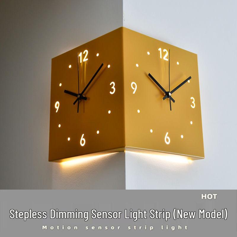Creative Modern Double-Sided Wall Clock for Living Room – Stylish Corner Design, Minimalist Ins Style