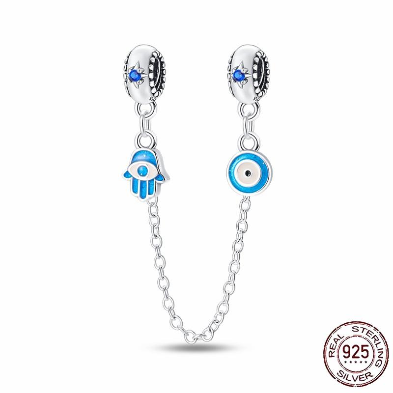 Stříbrný Křišťálový Pavé Bezpečnostní Řetízek Pevný Klip Pramen Přívěsek Vhodný pro Ženy Náramek Stříbrné Šperky Párty Narozeninový Dárek