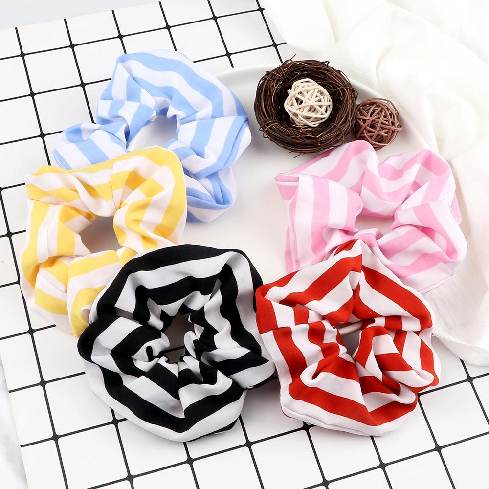 5PCS Mixed Colors Fashion Hair Bands Korean Elastic Satin Silk Dots Hair Tie for Women Girls Ponytail Holder Scrunchie