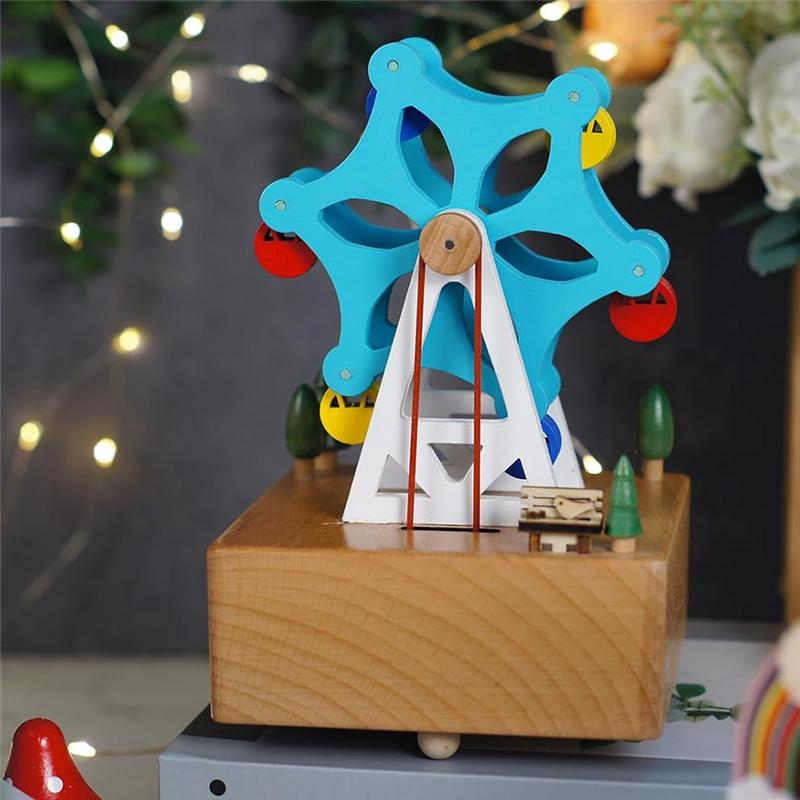 M-Modern-Holz Buntes Holzrad Spieluhr - Ein personalisiertes Geschenk für Ihre Tochter, Enkelin - Perfekt für Geburtstage D
