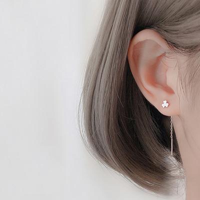 Pendientes Largos de Trébol para Mujer, Temperamento Ins, Pendientes Simples y Pequeños de Flores