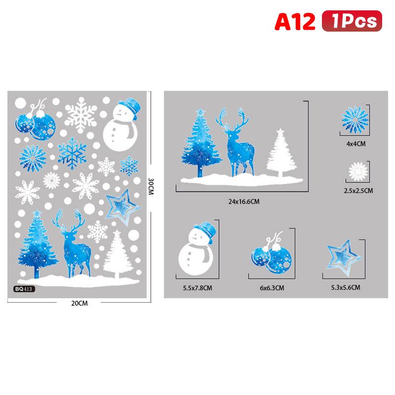 

Christmas Window Stickers Blue Moose Static Stickers Snowman Snowflake Wall Sticker Decals Merry Christmas Holiday Party Sticker A12