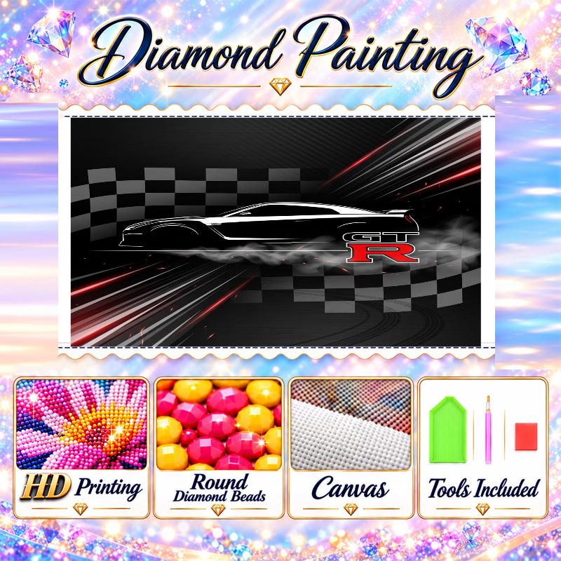 Nissan GT-R Diamond Painting Kit 5D Full Drill DIY Diamond Mosaic Wall Art Home Decor