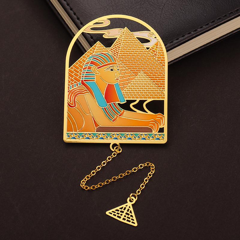 Tassel Pendant Metal Bookmark Egyptian Painting Bookmark Stationery Gifts Retro Book Clip Pagination Mark Reaing Book Tool