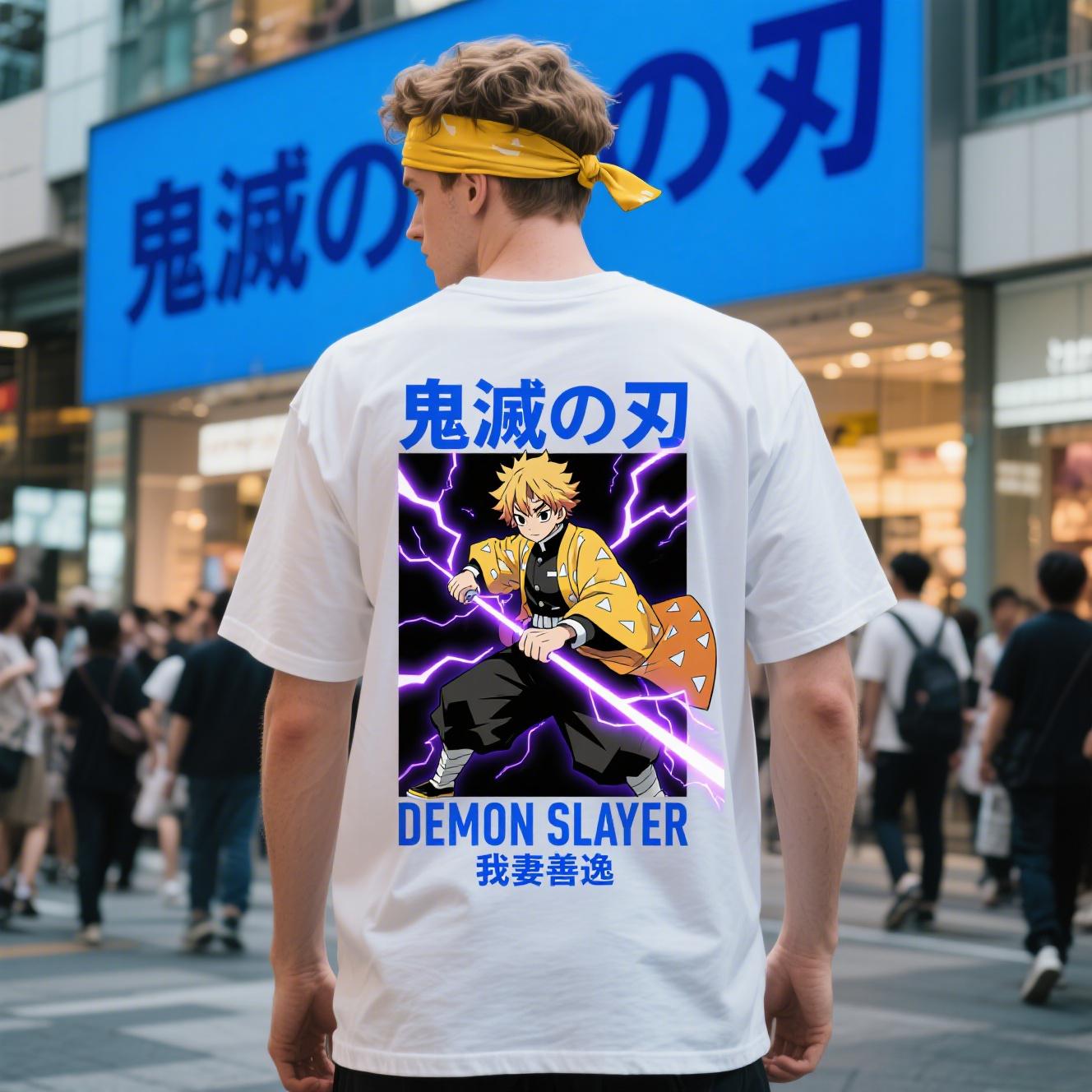 

Летние футболки из 100% хлопка с круглым вырезом и коротким рукавом на 2025 год для мужчин и женщин из знаменитого аниме «Клинок, рассекающий демонов» 4XL