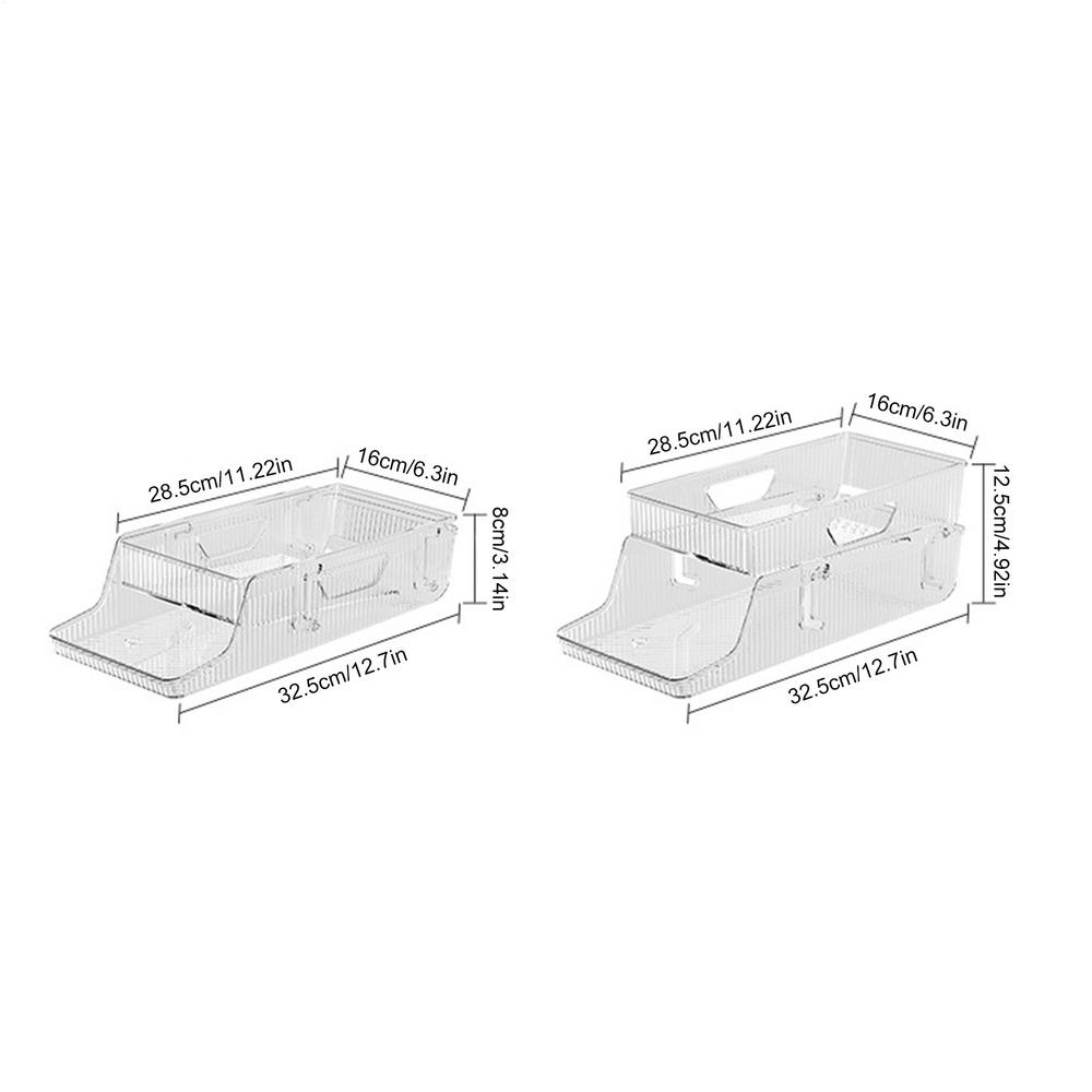 

Refrigerator Organizer Bins 2-layer Automatic Rolling Beverage Soda Can Storage Box for Fridge Beverage Organizer for Beer Soda