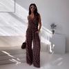 26 Europe, America, Amazon Cross-border Women's Clothing New Retro Polka Dot Sleeveless Wrapped V-neck Fashion Pants