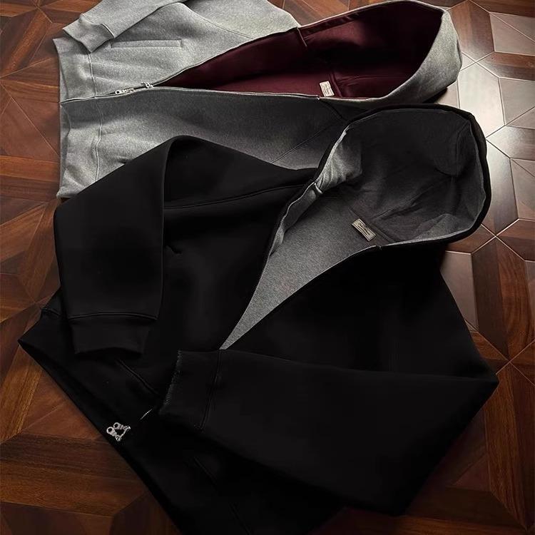 

Свитер с капюшоном из ветрозащитной ткани old money, мужской осенне-зимний повседневный плотный объемный фасон, императорский красный, внутренняя куртка-кардиган 3XL чёрный