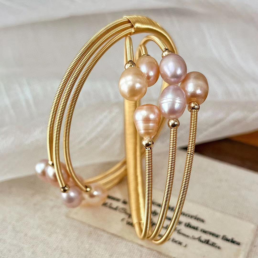 Retro Natural Freshwater Pearl Multi-Layer Bracelet Bracelet Women S Simple Adjustable Winding Bracelet