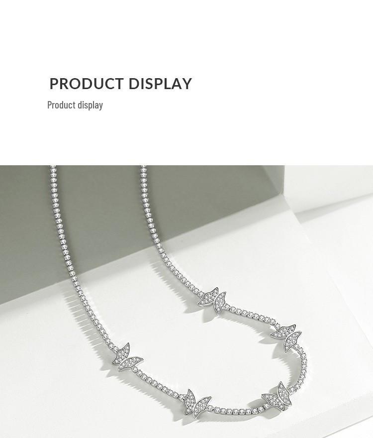 2021 Stilvolles silberbeschichtetes Strassschmetterling-Choker-Halsband