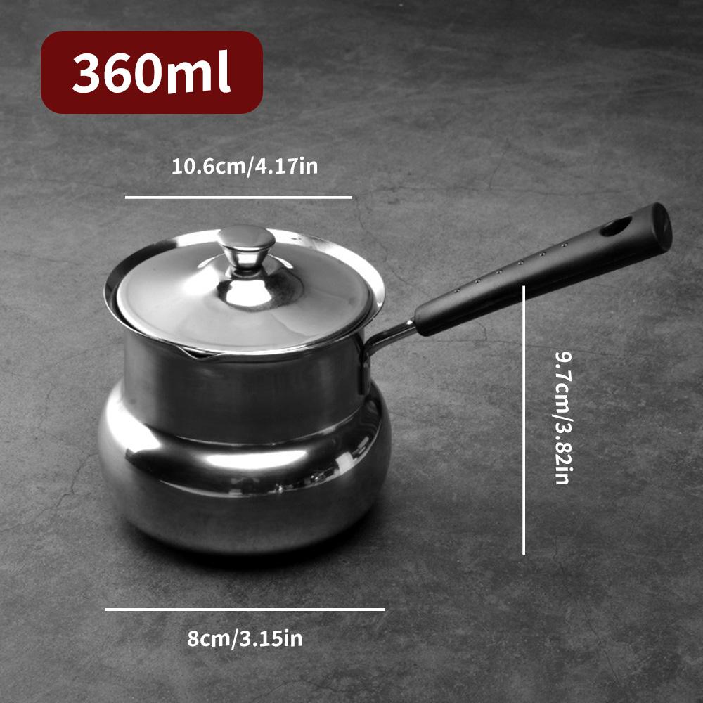 

Stainless steel drum milk cup with black handle - polished surface, very suitable for brewing tea, making milk foam 360ml срібний