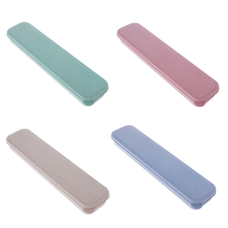 Portable Eco-Friendly Wheat Straw Cutlery Camping Picnic Box Dishware Kitchen Utensils Case