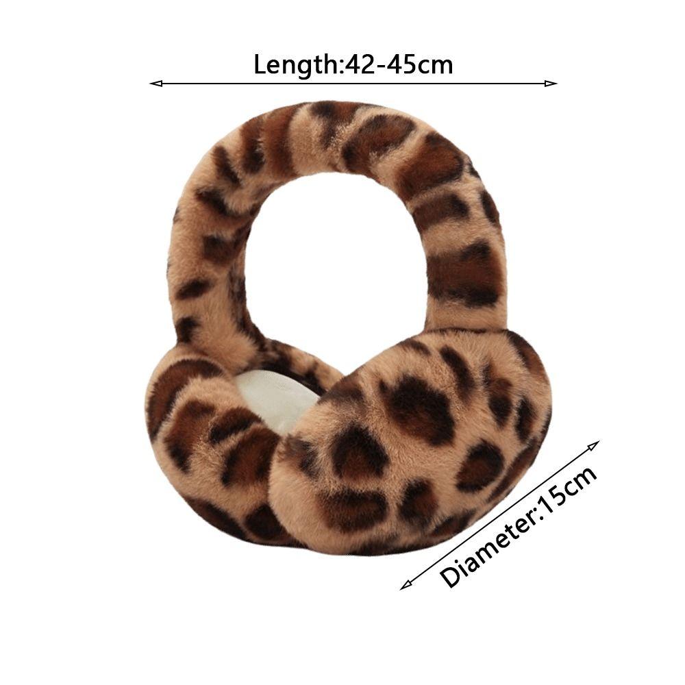 Collapsible Leopard Ear Warmer Thickened Winter Earmuffs Fashion Ear Cover  for Women Girls