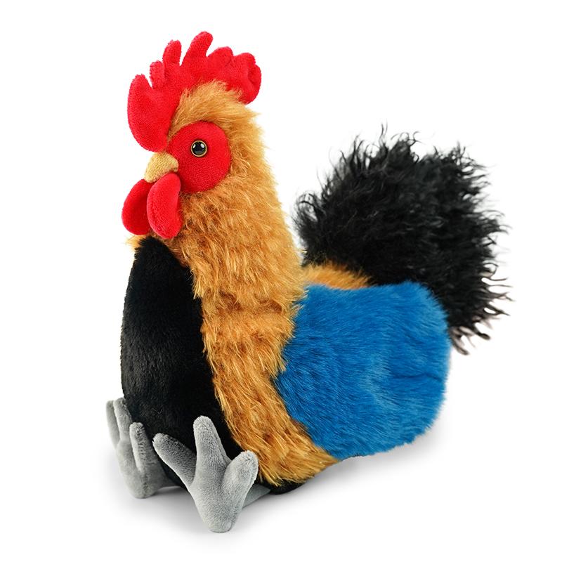Simulation Hen Cock Plush Chicken Doll Stuffed Colorful Long Fur Stuffed Fatty Farmland Animal Plushie Decoration Men Present