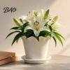 Flower Pot for Balcony Wavy Edge Planter with Saucer, Thickened Breathable Plastic Drainage Holes, Modern Plant Indoor Outdoor Plants Round