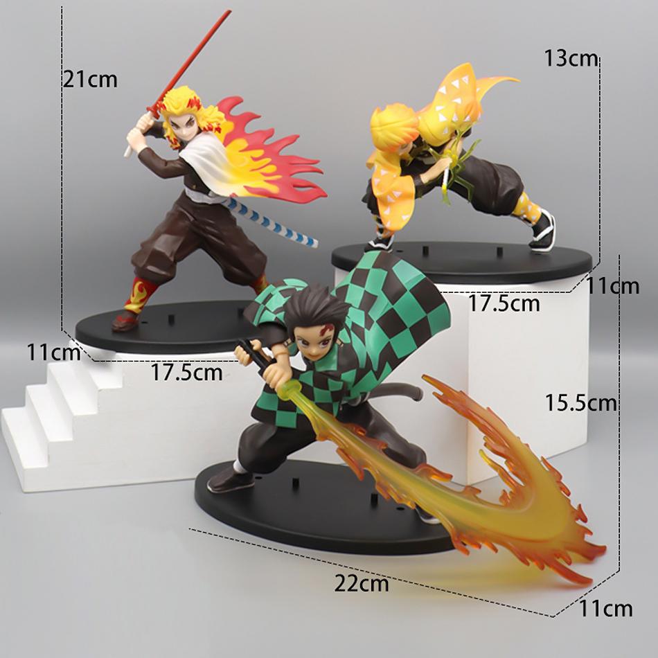 14-22cm Demon Slayer Anime Figure Tanjirou Agatsuma Zenitsu Kyoujurou Model Action Toy Kids Gift PVC collection for Poseable Articulated Scale 2