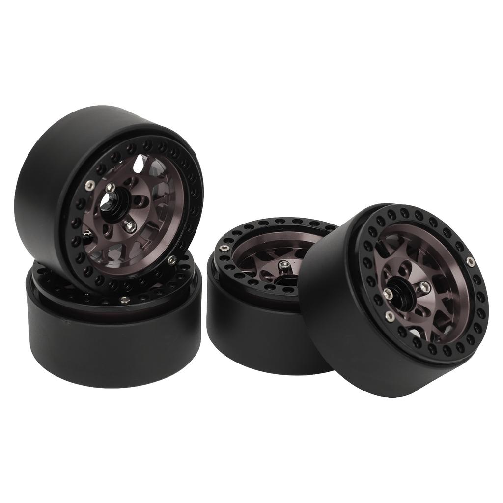 4pcs Rc Crawler Rims Universal Aluminum Alloy 1.9in RC Beadlock Wheel Rims for SCX10 SCX10 II Titanium