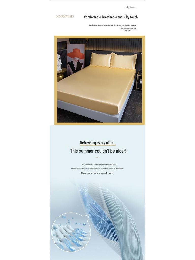 Ice Silk Summer Bedspread: Non-Slip, Cool, and Soft Solid Color Bed Cover