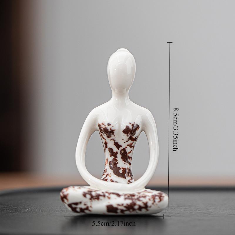 Ceramic Yoga Girl sculptures and figurines Creative Zen Home Room Office Yoga Room Table decoration and accessories